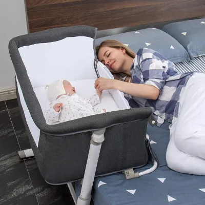 Buy Baby Cot Bed Crib Easy to Assemble Baby Crib with Mattress Fabric Sheet Bed Baby Cots Beds