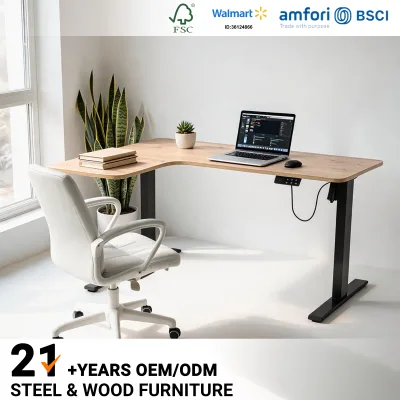 Direct Manufacturer Elegant Custom Color Electric Standing Desk OEM/ODM Supply Silent Motor Height Adjustable Office Desk Table