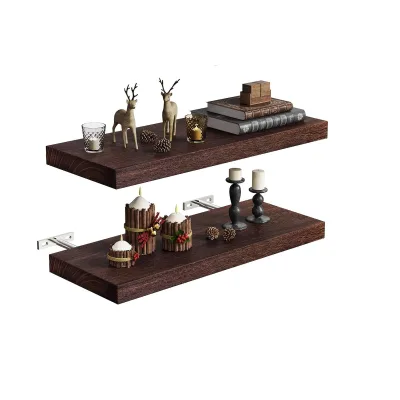 Single-Tier Carved Wood Floating Shelf for Living Room Wall Decor for Flower Pot Beverages or Wardrobe Use