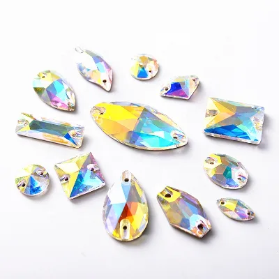 Crystal AB Garment Accessories, Glass Stone Beads Crystal Sew on Rhinestone