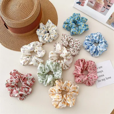 Fresh Floral High Quality Sweet Scrunchies High Elasticity Fashion Summer Simple Temperament Hair Rope Elastic Hair Accessories