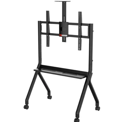 Steel TV Trolley Mobile Stand for Interactive Smart Displays with Camera Bracket 120KG Capacity Fit for 55-86 Inch TVs