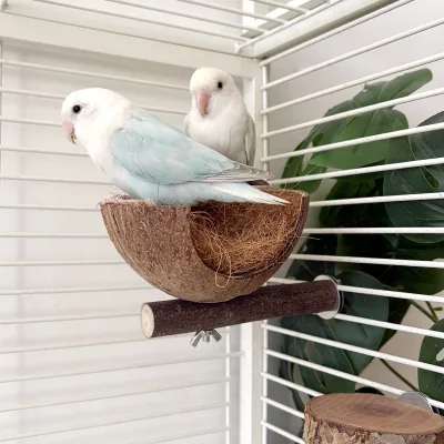 bird nest stand toy for egg laying and incubation of bird nest, coconut fiber plush cotton pad for warmth of the nest
