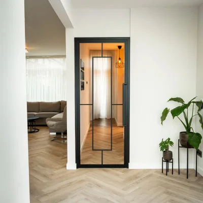 Black Steel Glass Door Industrial Loft Style Door for Modern Home Design