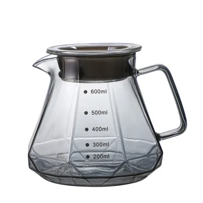 New Diamond Grey Glass Coffee Server with Lid Luxury Business Coffee Pot