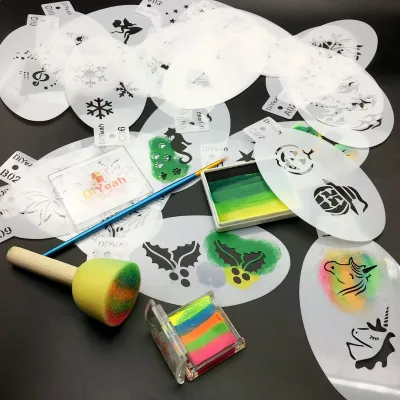 9PCS Stencils for Body Painting Face Art Halloween Birthday Party DIY Makeup Stamps Reusable Temporary Tattoos Stencils