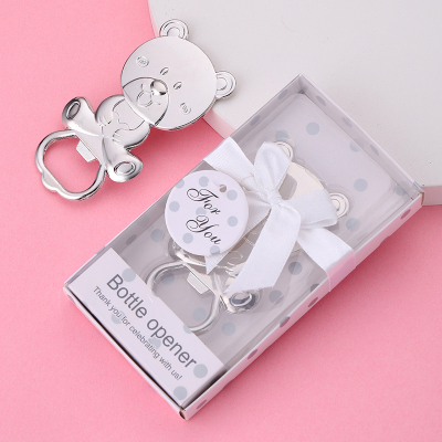 Baby Shower Party Return Gifts for Guests Souvenirs Birthday Baptism Favors Cute Metal Bear Shaped Beer Bottle Opener