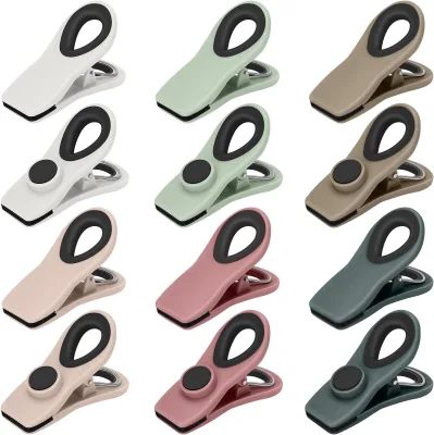 12Pieces Neutral Color Air Tight Seal Food Storage Magnetic Bag Clips