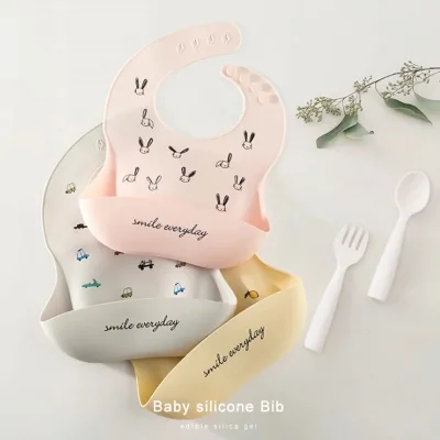 Happyflute Unisex Baby Silicone Bibs Baby Bibs with Food Catcher for Girls Boys Toddlers Customized Pattern