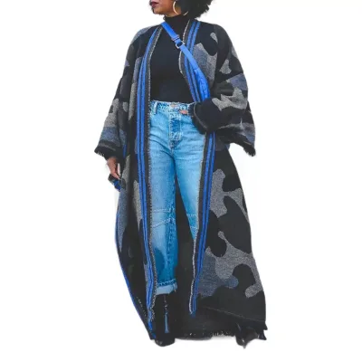 New Spring European American Foreign Trade Women's Large Cashmere Shawl Color Blocking Thickened Warmth-Insulating Breathable