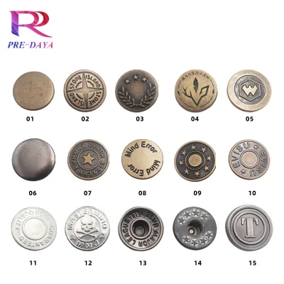 17mm Non-removable I-button Non-shaking Denim Button Can Be Customized Pattern Jeans Clothes Buttons