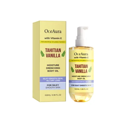 Private Label Body Oil Vanilla Moisturizing Body Oil with Vitamin E Non-Greasy & Silky Smoothing Brightening Vanilla Body Oil