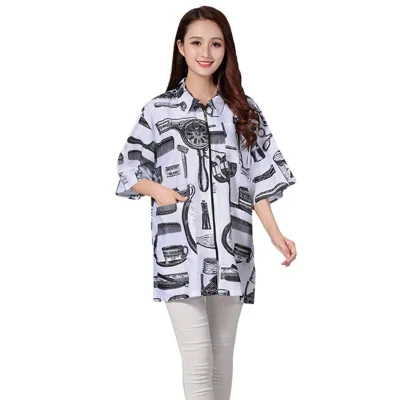 High Quality Quick Dry Beach Shirt Print Barber Smock Pattern for Unisex Summer Shirts