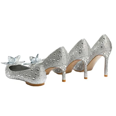 S414Y    High -heeled Shoe Fine Heels Spring New Wedding Bridesmaid Shoes JC Flat Bottom Is Not Tired Feet
