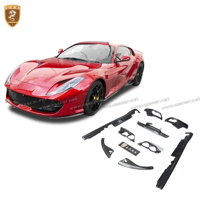 Full Set Carbon Fiber Side Skirt Rear Diffuser Body Kit for Ferrari 812 Superfast OEM Style Exterior Body Parts Trims
