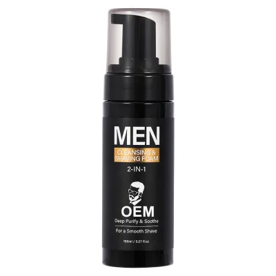 Wholesale 2 in 1 Men No Harsh Chemical Effective Cleansing Face Wash Foam Silky Shaving Amino Acid Foaming Face Cleanser
