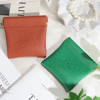 8*8Cm Mini Pu Leather Jewelry Pouch for Necklace Lipstick Custom Logo Printed Cosmetic Makeup Waterproof Leather Bag