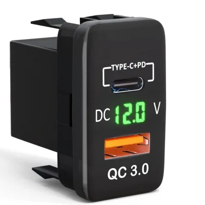 12V/24V QC3.0 & PD3.0  Old Toyota Usb Power Socket with Led Voltmeter