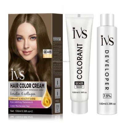 IVS Free Sample Natural Brown Low Ammonia Permanent White Hair Cover Dye Color Kit Professional Salon Use