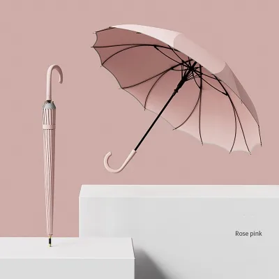 Automatic Opening Long Hook Handle Straight Shaft Advertising Umbrella 16 Ribs One Panel Special Umbrella Custom Design