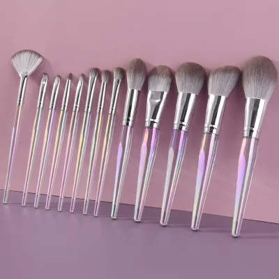 13pcs rainbow Plastic Handle Synthetic Hair Makeup Brush Set Wholesale Vegan Private Label Make up Brushes Set