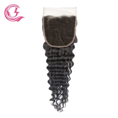 5x5 HD Lace Closure Deep Wave Indian Remy Hair Single Weft Thin Closures for Black Women