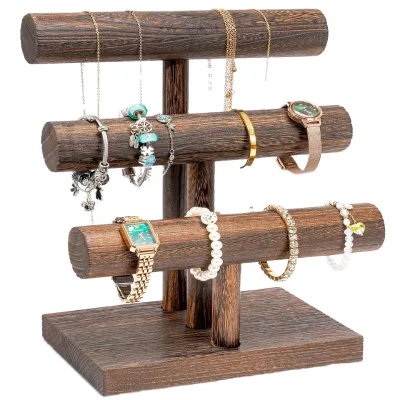 ProCase 4-Tier Brown Wooden Bracelet Stand Display Organizer for Business Watch Rack Wall & Display Shelves for Bangle Storage