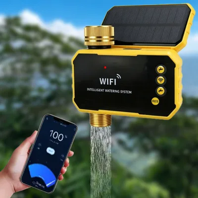 Solar-powered Low-consumption Wireless Wi-Fi Water Valve Timer; ZigBee Timer Unlimited Battery Life Brass Head Drip Irrigation