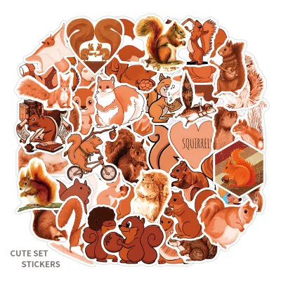 55Pcs Cartoon Squirrel Graffiti Stickers for Kids Skateboard Luggage Laptop Waterproof Witchcraft Decorative Stickers Pack Decal