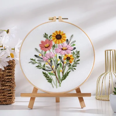 Wholesale Easy DIY Flowers Embroidery Kit With Hoop and Accessories for Beginners