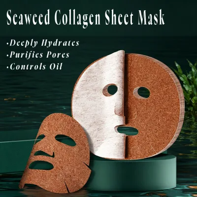 Superior Quality Natural Seaweed Particles Facial Sheet Mask, Ultra-Fine Lightening Anti-aging Algae Collagen for Oily Skin