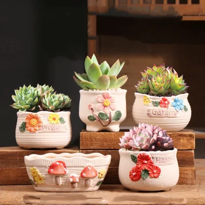 HY Succulent Pots Hand-painted Plant Ceramic Planters