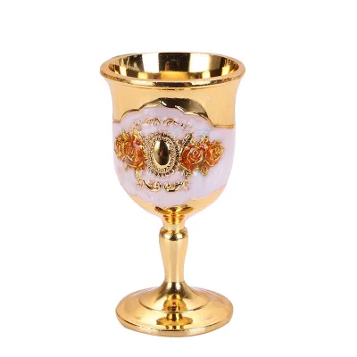 Small Stainless Steel Wine Spirits Glass One-Drink Light Luxury European Style High-end Liquor Glass Retro Creative Floral