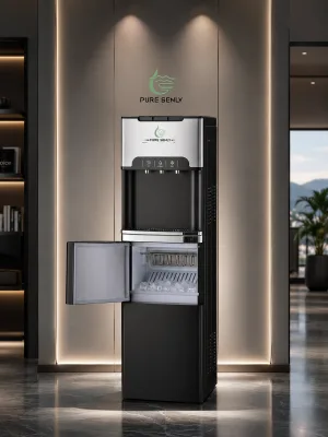 Hot & Cold Water Cooler Dispenser with Built-in Ice Maker for Outdoor RV Use Desktop Model Easy Installation 1 Year Warranty