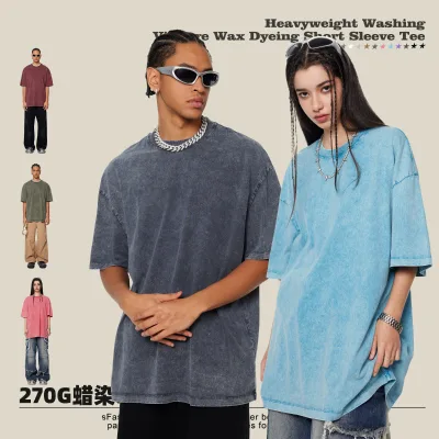 270G High Quality Heavyweight 100% Cotton T Shirt Mint Mambo Oversized Plus Size Mens T Shirt Custom Printing Logo T Shirt