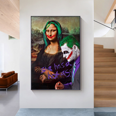Pop Graffiti Canvas Painting Modern Street Style Funny Mona Lisa Artwork HD Poster Picture Custom Design Wall Painting