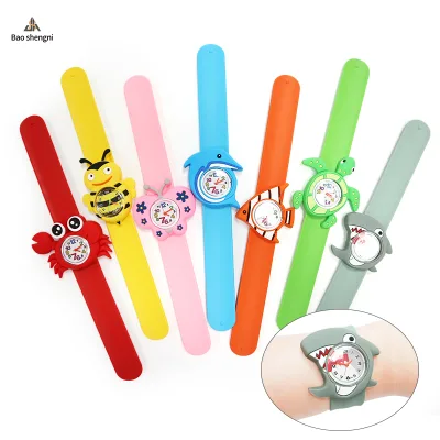 Factory New Quartz LED Silicone Clapper Bracelet Watch Cartoon Ocean Design Led Pat Display Watch for Kids