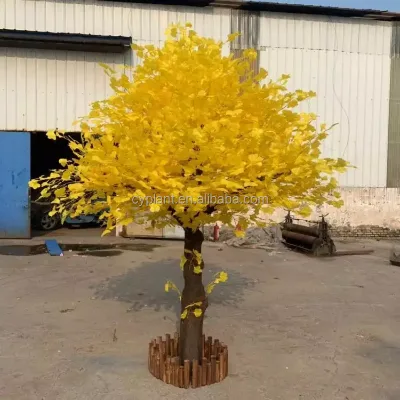 China Large Artificial Trees Ornamental Foliage Artificial Ginkgo Trees Cheap Plastic Tree