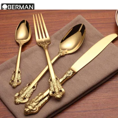 Wedding Banquet Equipment and Accessories Golden Yuefu Cutlery Indian Copper Tableware Buffet Set for Other Hotel