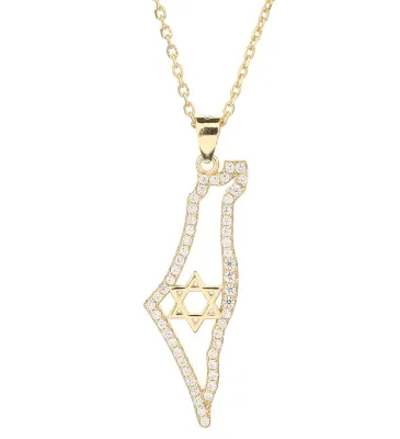 Israel Map Necklace Jewish Symbol Support Israel Star of David Inside the Map Jewish Gifts Jewish Jewlery