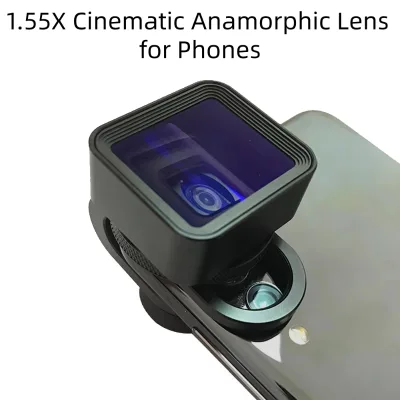 1.55X Anamorphic Lens for Smartphone, Cinematic Wide Screen Movie Lens for iPhone Android Vlog Filmmaking