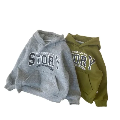Wholesale Spring Kids Fashion Sweatshirt Baby Boys Girls Solid Long-sleeve 100% Cotton Plain Oversize Custom Hoodie No String