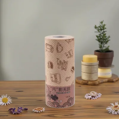 High Quality Bamboo Wood Natural Color Table Roll of Reusable Lazy Rags Wet&Dry Dish Washing Tissue Kitchen Paper Cloth Towel