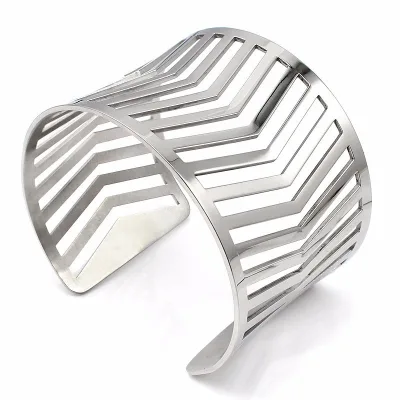factory Silver Bangle Cuff Bracelets For Women/Men Exaggerated Geometric Hollow Chunky Indian Cuff Bracelets