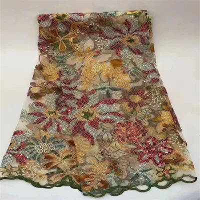 2026 New Multi-color Sequin Fabric with Delicate Embroidery High-quality Clothing Material