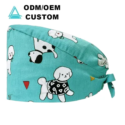 Bouffant Caps with Button and Sweatband Adjustable Scrub Caps for Women Men Uniform Dentist & Nurse Hospital Uniforms