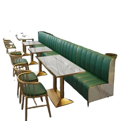 Custom Restaurant Furniture Cafe Commercial Furniture Custom Sofa Marble Table High Quality Leather Sofa Wholesale
