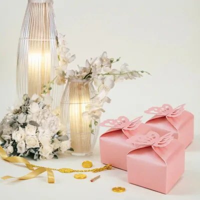Pearlescent Paper Candy Box Wedding Favors Cake Birthday Party Chocolate Gift Sets Multi-Color Mini Foldable Square Boxes