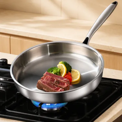 Commercial Grade Stainless Steel Fish Frying Pan Multi-Layer Composite Body Nonstick Cookware for Restaurant Suppliers
