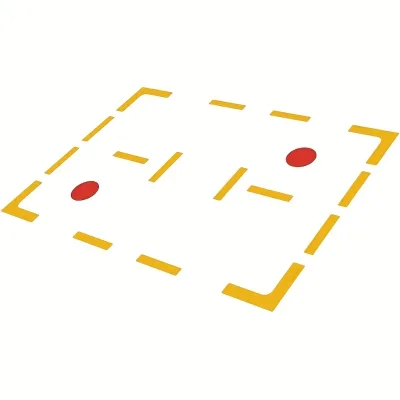 Tennis Court Marking Set (4 Right Angle, 12 Straight Lines, 2 Circular) for Temporary Boundary Line Marking on Standard Court